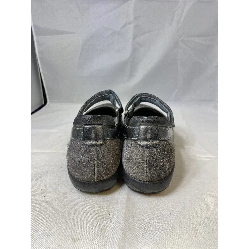 NAOT Kirie Gray Suede & Leather Mary Janes W/ Adjustable Straps Women's sz 39/8